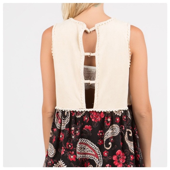 Boho 70’s Suede & Paisley Baby Doll Tunic - Picture 6 of 12